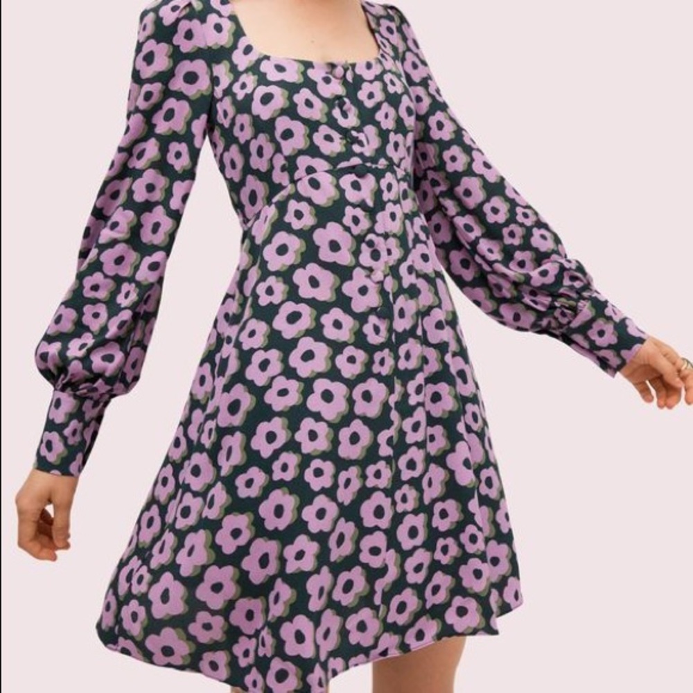 Kate Spade flair floral fluid crepe mini dress